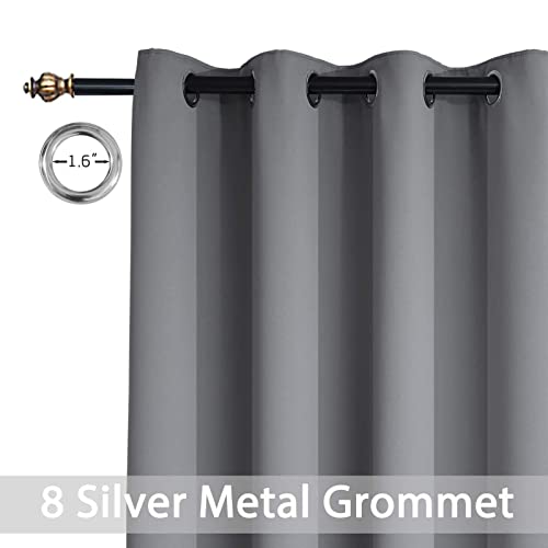 Yakamok Gray Blackout Curtain Panels 84 inches - Light Reducing Thermal Insulated Solid Grommet Blackout Curtains/Panels/Drapes for Living Room 1 Panel, 52 inches by 84 Inch, Grey