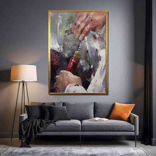 Affiche décorative cuisine bouteille de vin tableau impressionniste 40x60 - 2