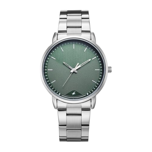 Image of Fastrack Stunners X Quartz Analog with Dark Green Dial Steel Stainless Steel Strap Watch for Men - 38159SM07