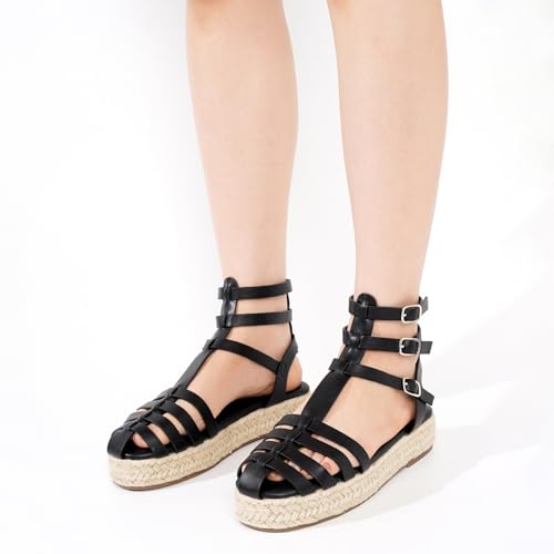 Cape Robbin Women's Platform Wedge Sandals Chunky Adjustable Buckle Fisherman Sandals - Comfortable Summer Casual Fashion Thick Sole Strappy Sandals for Women with Back Support (BINNY)3