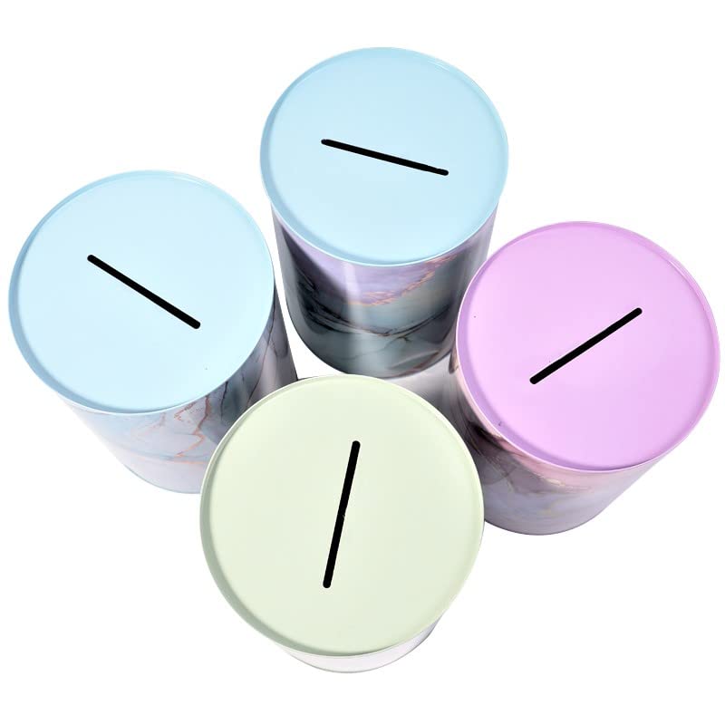 Piggy Bank $100 Dollar Bill 8.5" and 6" Money Jar Money Bank for Adults Money Saving Tin Can Currency Big Piggy Bank for Kids (Blue/Pink, Medium)