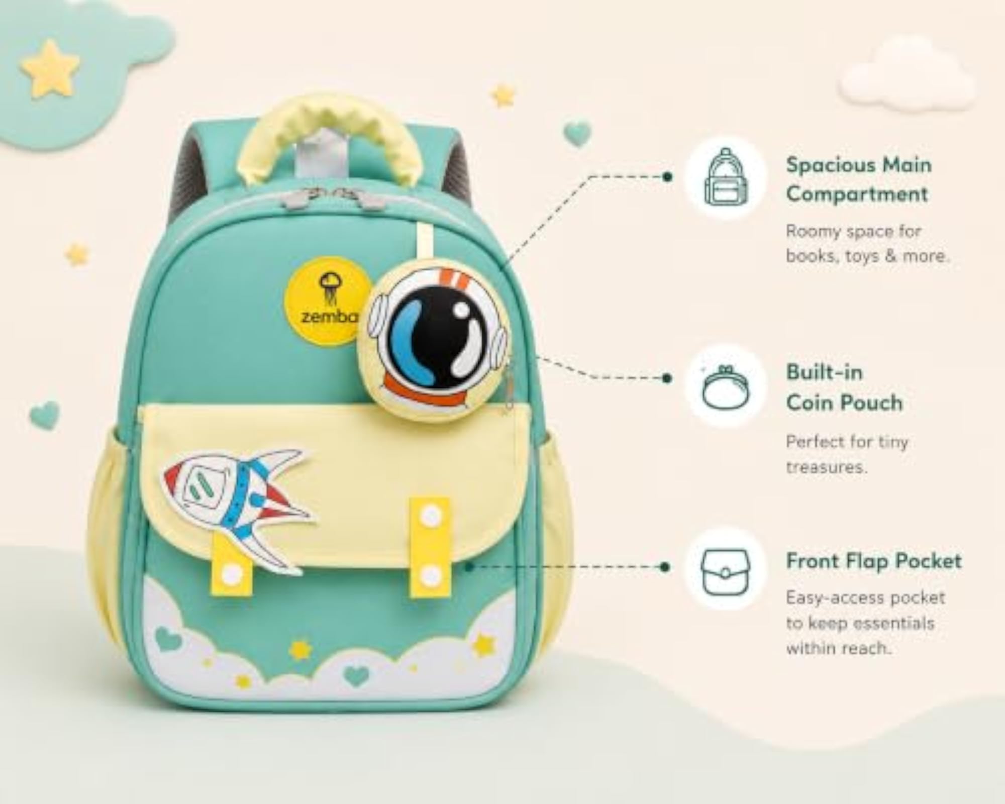 Kids School Backpack with Space Explorer Theme