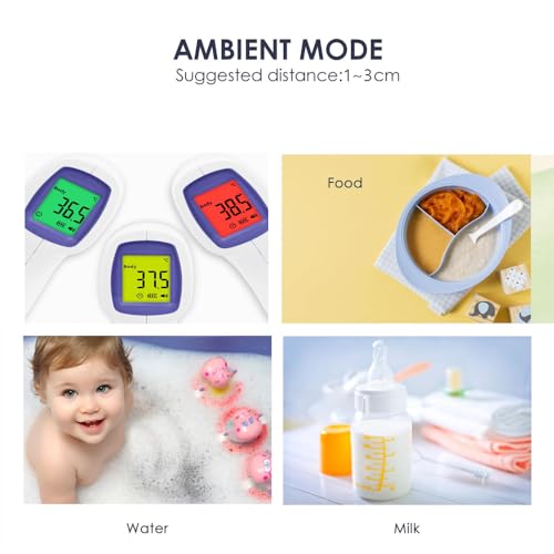 Image of Non-Contact Infrared Forehead Thermometer for Adults and Kids | Digital Thermometer with Fever Alarm & 32 Memory Sets | Accurate Temperature Measurement for Family Use