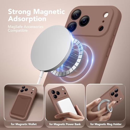 Image of Magnetic for iPhone 17 Pro Max Case, Compatible with MagSafe, [Full Camera Protection][Screen Protector] Silicone Shockproof Protective Phone Case for iPhone 17 Pro Max 6.9 inch, Brown