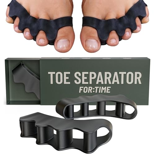 Toe Separator - 1 Pair Gel Toe Spacers for Overlapping Toes - Foot Realignment - Silicone Toe Straighteners for Bent Toes Bunion Correction Toe Correctors Toe Spreaders (Black One Size)