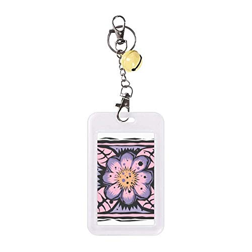 Bloqueur carte de crédit fleur violette contre le piratage sans contact avec gravure cloche jaune
