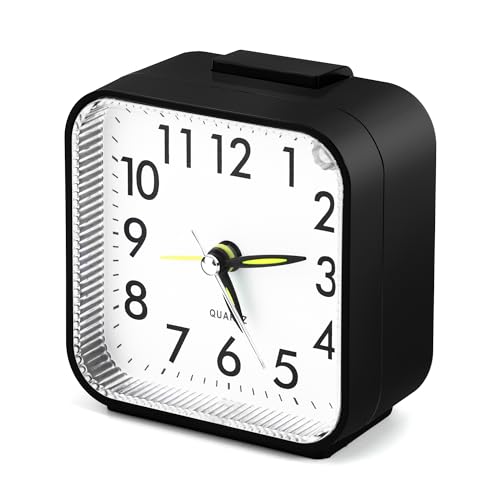 JSMTKJ Réveil Analogique Silencieux Petite Réveil De Voyage sans Tic-Tac Silencieux De Table avec Veilleuse Fonction RéVeil Portable pour Chambre à Coucher