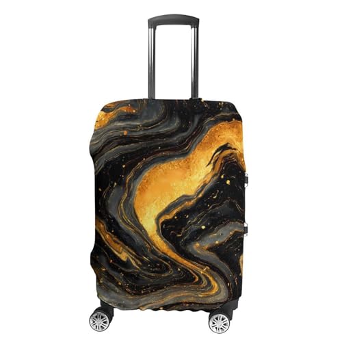 Marble Golden And Black Luggage Covers Washable Travel Suitcase Cover Elastic Baggage Protector