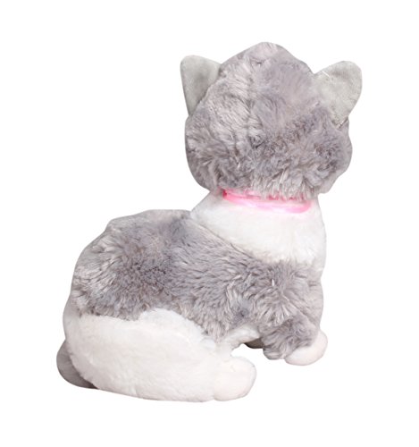 Image of Tickles Grey Cute Little Kitten Glitter Eye Soft Toy Soft Stuffed Plush Animal Toy for Kids (Color:Grey & White Size: 28 cm)