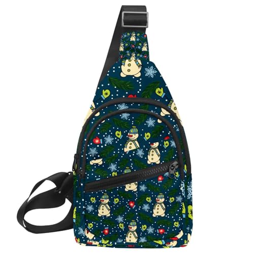Bolsa de pecho unisex con una correa y mochila cruzada de muñeco de nieve multicolor 30x18cm