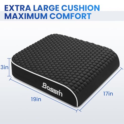 Image of Extra Large Office Chair Cushion (19 inchx17 inchx3 inch), Seat Cushion with Honeycomb Message Dots & High-Resilient Foam for Back & Tailbone Pain Relief, Butt Pillow for Long Sitting, Car Seat, Wheelchair, Floor