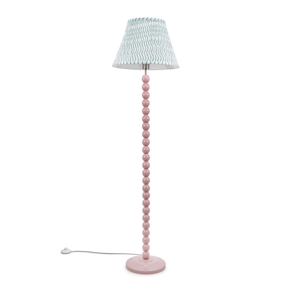 ValueLights | Rose Pink Bobbin Stem Standing Floor Lamp with Green Arrow Pleated Shade | Floor Lamps & Torchieres, Home Décor & Improvement Essential | Includes Bulb