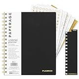 PAPERAGE Undated 12 Month Weekly & Monthly Planner with Durable Cover & Spiral Binding, 7.5 in x 9 in, Productivity Planner with Note Pages, Goals & Budget Trackers, Stickers & Bookmark (Black)