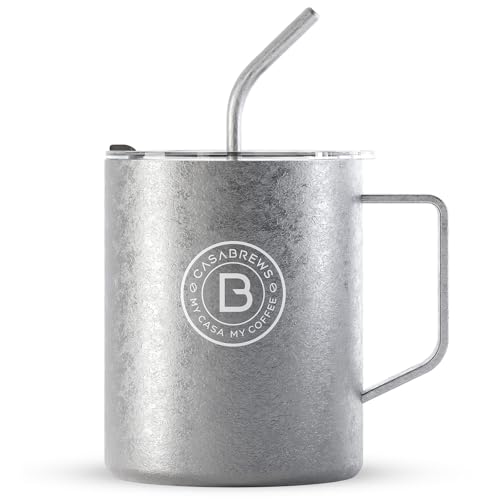 CASABREWS TIMUG Titanium Vacuum Insulated Mug 12oz Lightweight Coffee Mug with BPA Free Lid Double Wall Insulation Acid & Alkali Resistant Travel Coffee Cup (Silver)