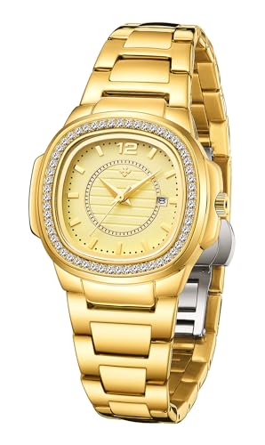 Montre femme cadran carré acier inoxydable anti rayure et étanche
