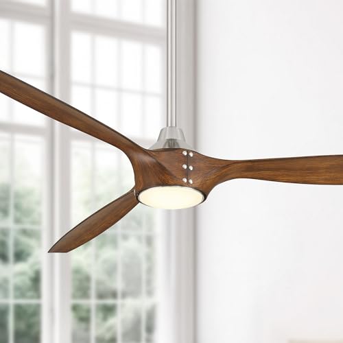 MINKA-AIRE F762L-BN/DK Pierce 65" 3-Blade LED Smart Ceiling Fan - Brushed Nickel and Distressed Koa Finish Blades with Etched Lens thumbnail 6