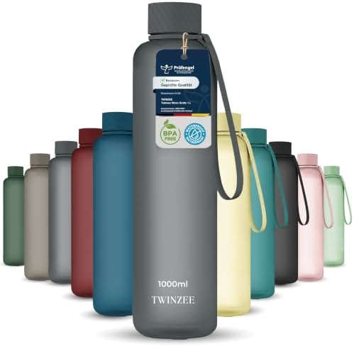 Twinzee Tritan Trinkflasche 1 L BPA-frei Auslaufsicher Tiefschwarz | Ideal für Sport, Schule und Büro · Robust und langlebig · Wiederverwendbar · Einfache Reinigung · Alltagstaugli