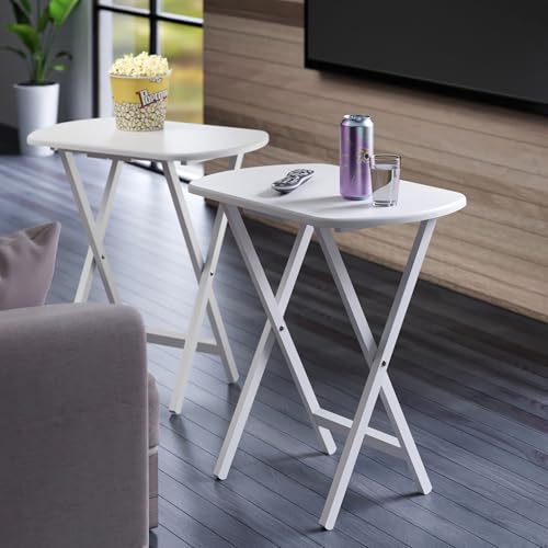 Image of Winsome Corbett Set of 2 Oversized Foldable Snack Tables, Easy to Store Portable Fold Up Table Set for Kitchen, Living Room TV Dining, Crafts, Puzzles, Work from Home