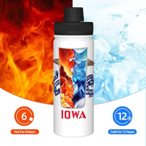 Botella de acero inoxidable con bandera de Iowa de alta resistencia térmica 7
