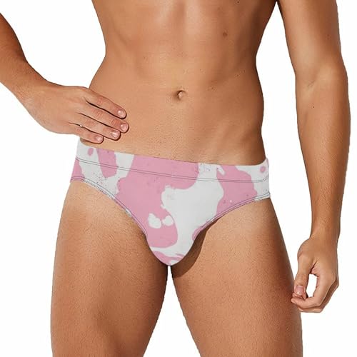 Cow Print Mens Swim Briefs Quick Dry Swim Trunk Bikini Underwear Swimsuit