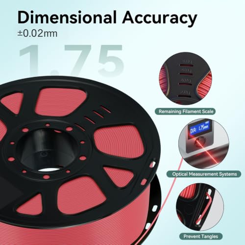 Image of Kingroon PLA Filament 1.75mm, 1kg Spool (2.2lbs), + /- 0.02mm Tolerance, Smooth 3D Printing Filament, Fits for Most FDM 3D Printers, Sakura Pink