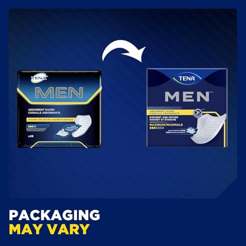 Image of TENA Men Maximum Guard Incontinence Pad for Men, Maximum Absorbency, (60 Total - 3 Packs) | Disposable, Maximum Bladder Control Pad for Adults, Dry-Fast Core, Leakage Protection, Odor Control