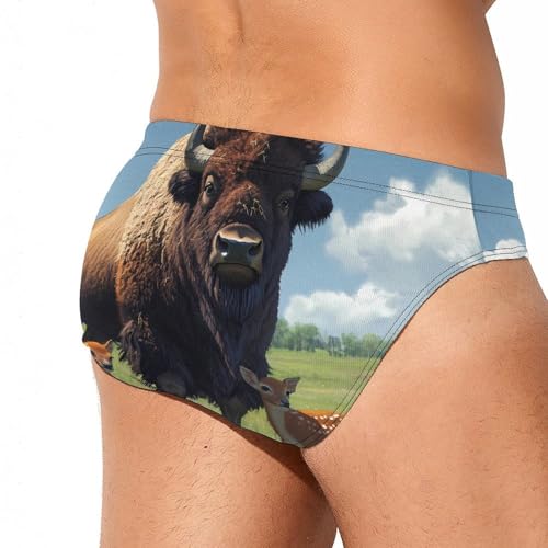 Bison and Deers Novelty Men's Brief Swimwear Pants Swimming Trunks Beach Shorts Underwear3