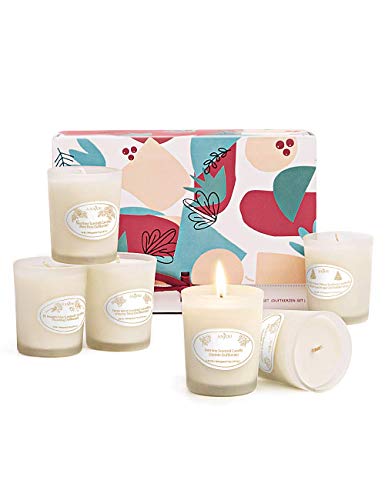 Anjou Bougies Parfumées dAromathérapie Set Cadeau 6 Cire de Soja 15 Heures de Temps de Combustion par Bougie Cadeau de Noël 6 x 70 g pour Soulager Le Stress