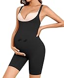 Y25D Women's Maternity Bodysuit Seamless Pregnancy Shapewear Shorts Under Dresses Belly Support Black