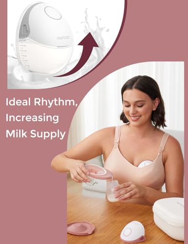 Momcozy Breast Pump Hands Free Mobile Style | M6, Wearable Breastfeeding Pump Ideal Rhythm for More Milk, DoubleFit Flange More Fit & Discreet with 3 Modes & 9 Levels, 24mm - 2 Pack Quill Gray - Image 5