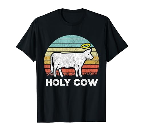Vintage Holy Cow Livestock Dairy Cow Cattle Farmer Retro T-Shirt