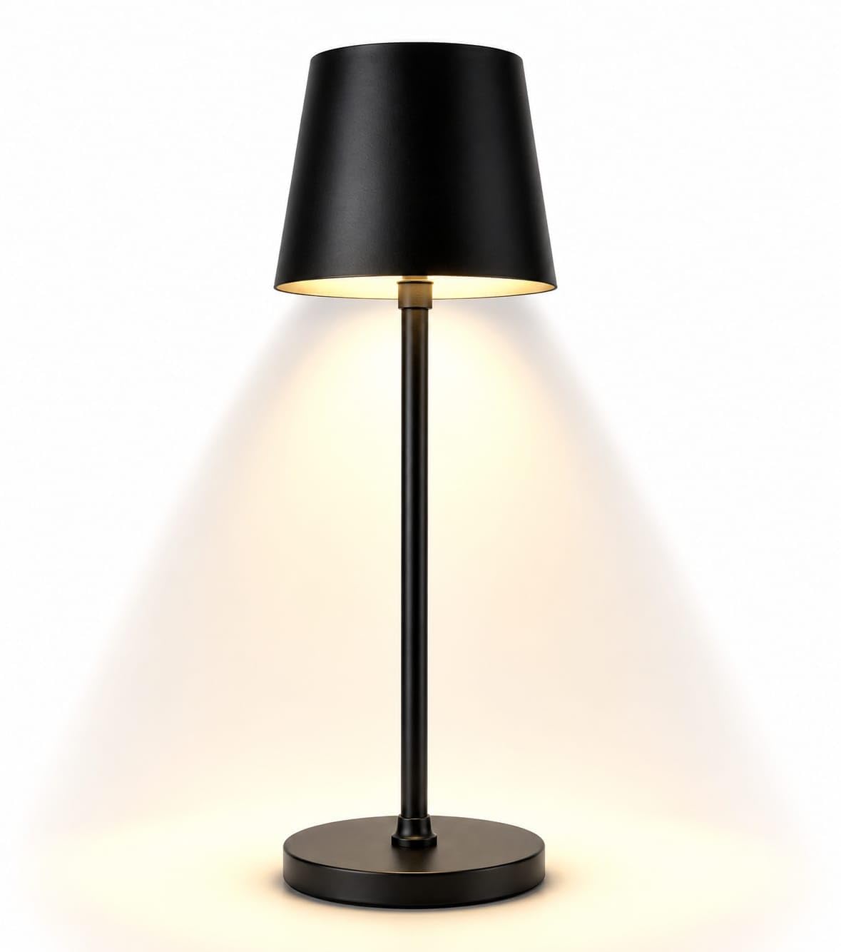 Koshal Home Decor Black Night Lamp Cordless LED Table Lamp | Warm White Light, Metal Shade, Round Base, Cordless Design, Indoor Use-image-28