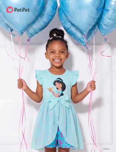 Image of Disney Princess Frozen Elsa Minnie Mouse Stitch Toddler Girl Romper With Skirt Overlay Summer Jumpsuit with Bow 2-6 Years