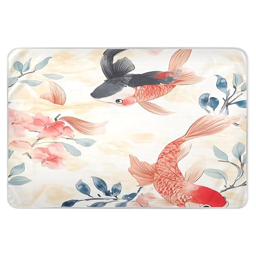 Takiito Chinese Fish Bed Pad Reusable Bed Underpad Washable Waterproof Leak-Proof Quick Dry Incontinence Pee Pad for Toddlers Kids Adults Pets 34x52 in