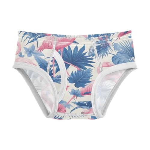 KLL Foliage Pink Flamingos Toddler Boys Pure Cotton Training Underwear Cute Children Panties
