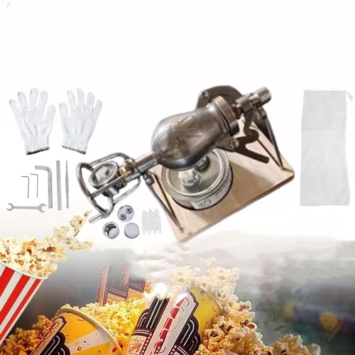 Máquina para Hacer Palomitas de maíz Vintage pequeña de 100 ml, Base de Madera, Acero Inoxidable 304, con manivela Manual y manómetro de precisión, Ideal para Fiestas Familiares.