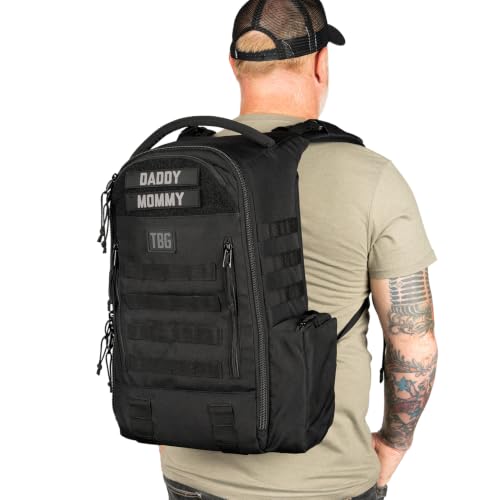 Image of Tactical Baby Gear Daypack Tactical Diaper Bag Backpack for Dads - MOLLE compatible, Built-in Changing Mat, Stroller Straps (Black 4th Gen)