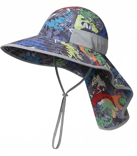 Image of icolor Kids Sun Hat UPF50+ Sun Protection Bucket Hat Toddler Summer Beach Play Hats with Neck Flap for Girl Boy Ages 3~10