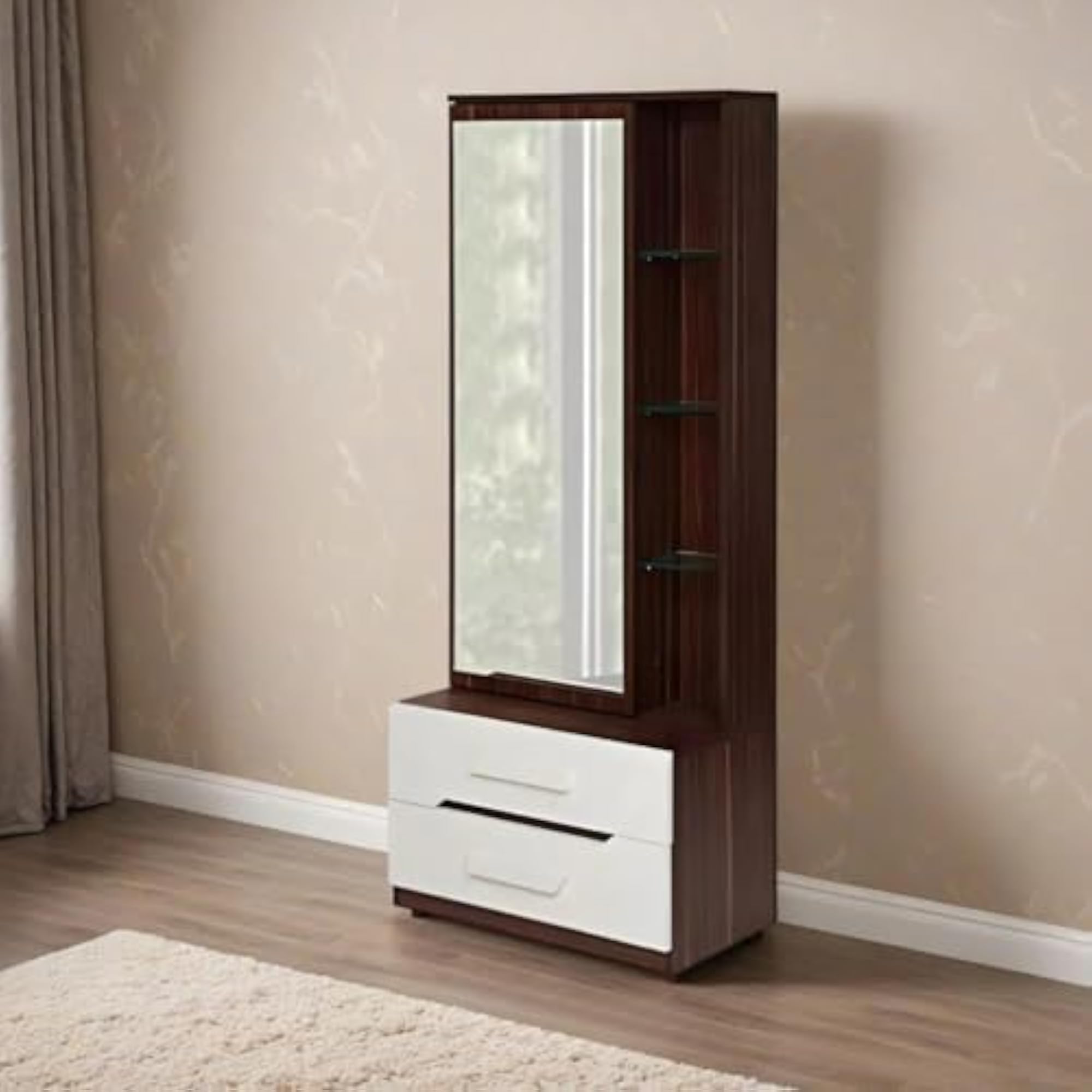 Engineered Wood Single Door Vanity Dressing Table with Mirror