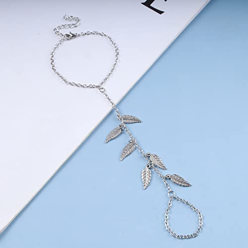 Zeshimb Boho Barefoot Sandals Anklet Silver Leaves Toe Ring Ankle Chain Beach Wedding Ankle Bracelet Layered Leaf Anklet Foot Chain Jewelry For Women Girls #TOP4