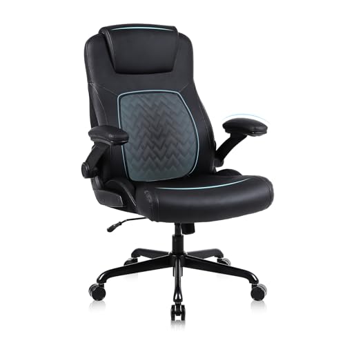 Ermnois Chaise Bureau Ergonomique Professionnelle Inclinable en Cuir synthétique avec Soutien Lombaire accoudoirs rabattables et Hauteur réglable Fauteuil...