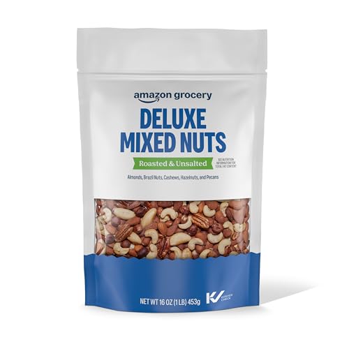 Image of Amazon Grocery, Deluxe Mixed Nuts, Roasted & Unsalted, 16 Oz