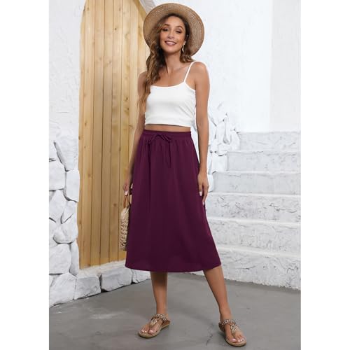 Image of Witsmile Flowy Skirt Elastic High Waist A-Line Skirt with Pockets Bohemia Cover-up for Women 2026 Trendy(S-2XL)