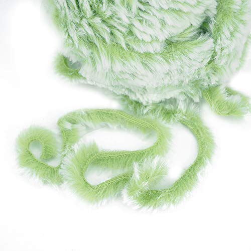 Image of NICEEC Faux Fur Yarn Super Soft, Chunky & Fluffy, Eyelash Yarn for Crochet & Knitting(Total Length 210yds /10.6oz) - Green /300g