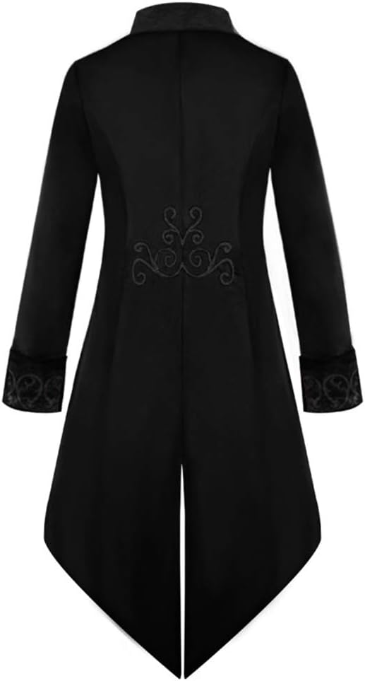 Crubelon Men's Steampunk Vintage Tailcoat Jacket Gothic Victorian Frock Coat Uniform Halloween Costume
