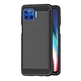 AICEK Funda Compatible Moto G 5G Plus/Moto One, Negro Silicona Fundas para Motorola Moto G 5G Plus Carcasa Moto One Fibra de Carbono Funda Case (6,7 Pulgadas)