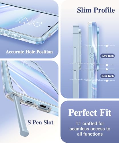 Image of GVIEWIN for Samsung Galaxy S26 Ultra Case, [Slide Camera Cover & Built-in HD Screen Protector] [2 Front Frames] Shockproof Military Grade Protective Marble Phone Case for S26 Ultra 6.9 inch (Aurora)