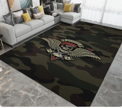 QMETOS Camouflage Teppiche Für Wohnzimmer Schlafzimmer Dekorativ,Outdoor-Campingteppiche,Fußmatte...