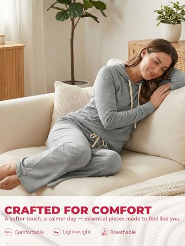 Showitty Women's 2 Piece Lounge Set Hoodie Wide Leg Pants Airport Travel - image 8