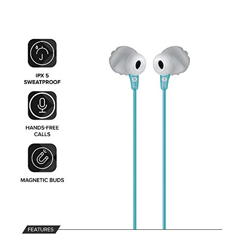 Image of JBL Endurance Run Wired in Ear Earphones with Mic (Blue, Teal)